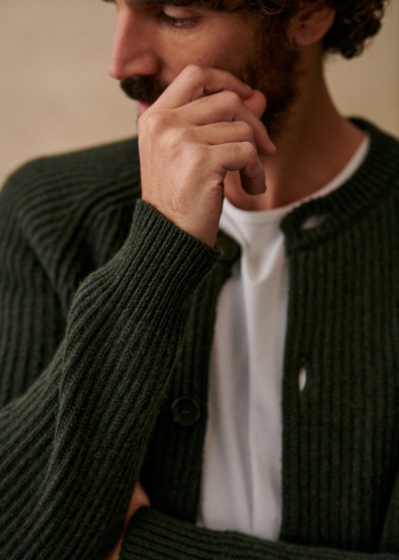 Oban Cardigan - Olive Green - Recycled wool - Sézane