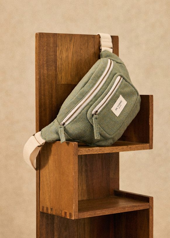 Ember Woolen crossbody pouch - Sea Green - Wool - Octobre Éditions