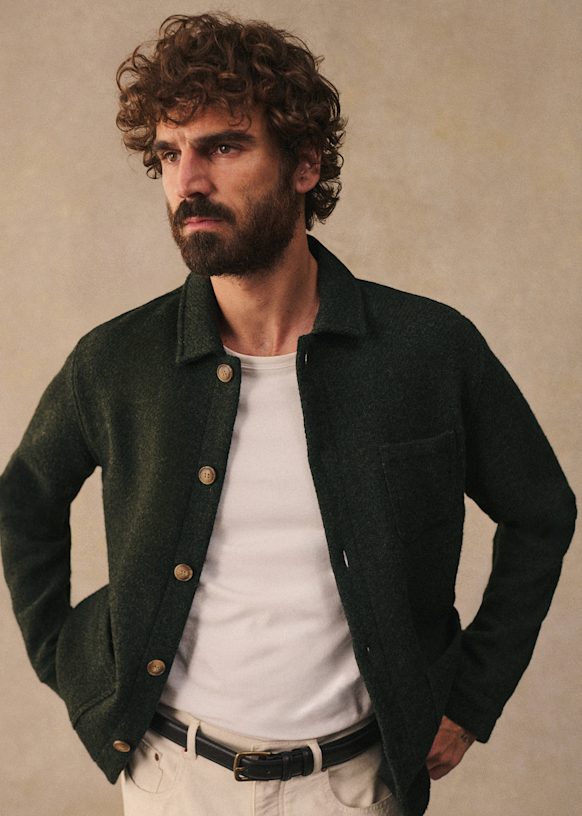 Nelson Jacket - Blue Chevron - Wool - Sézane