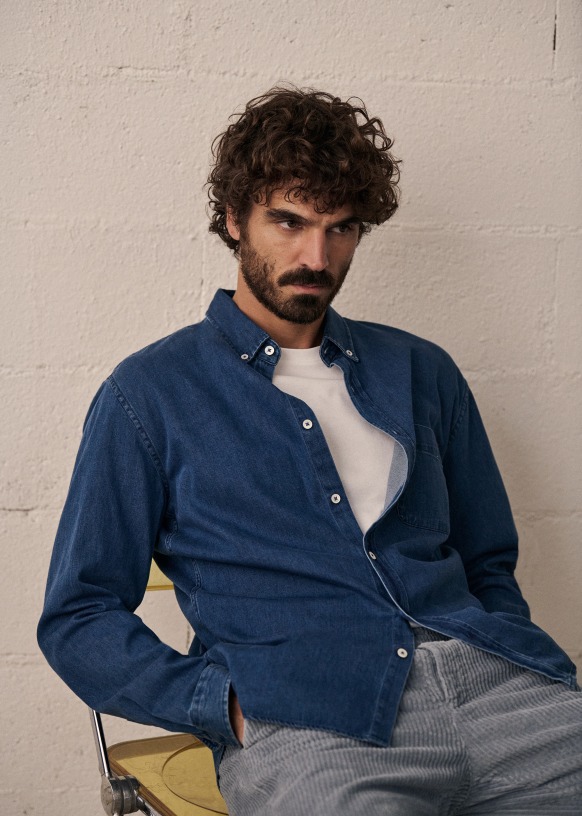 Chemise jean brut homme clearance