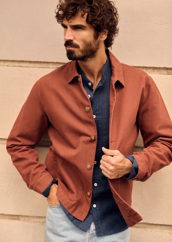 Tim Jacket Rust Organic cotton organic textile Octobre Editions