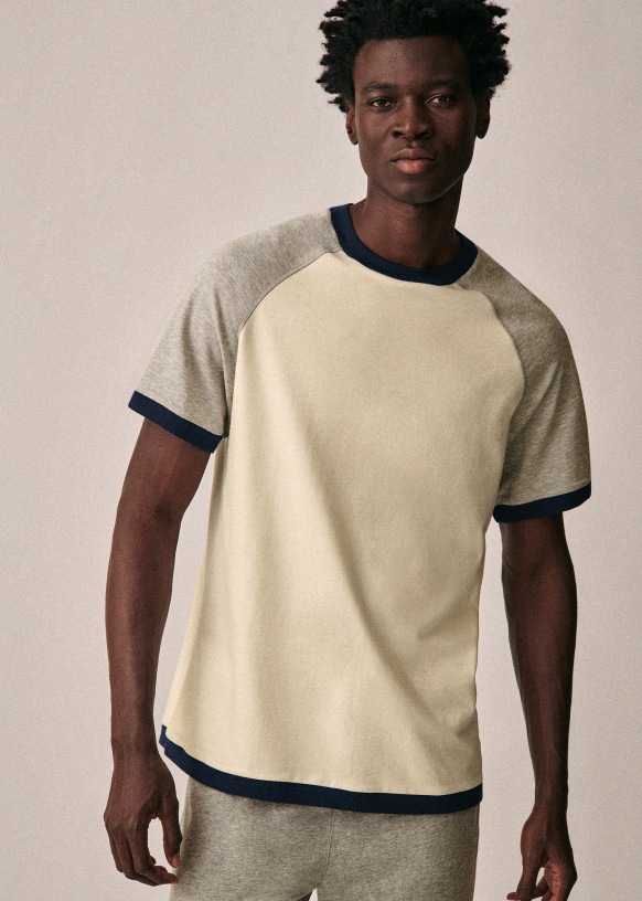 Hadley T-Shirt - Ecru / Mottled grey / Navy - Organic Cotton - Octobre  Éditions