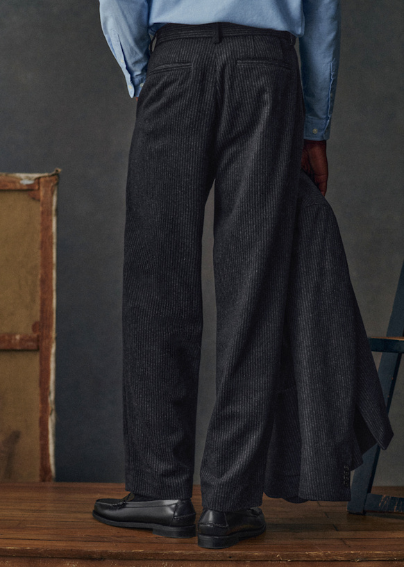 Dusk Elasticated Pants - Anthracite Grey Stripes - Recycled wool