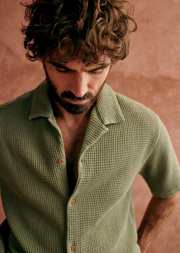 Holt Waffle Shirt - Green - Organic cotton - organic textile - Sézane