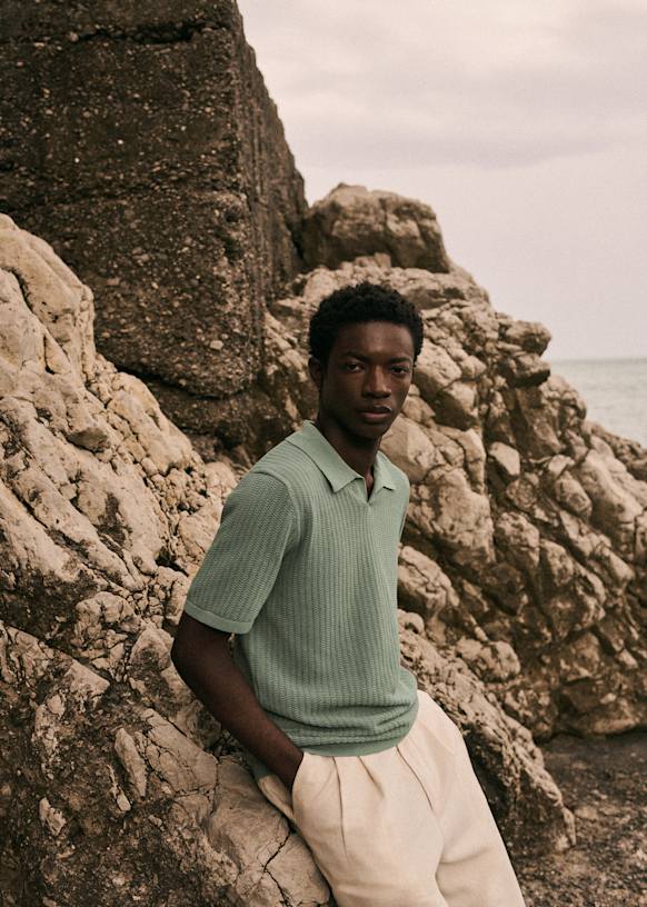 Linus Knit Polo - Sage Green - 0rganic cotton - textile made from