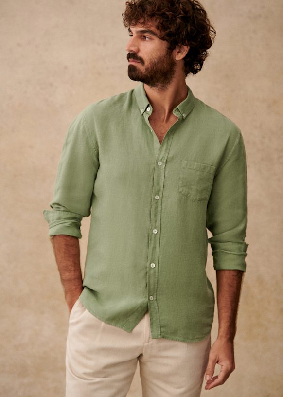 シャツ GREEN AND MULTICOLOR LINEN SHIRT hmwtoeevmnjdz8j0nxfx.jpg