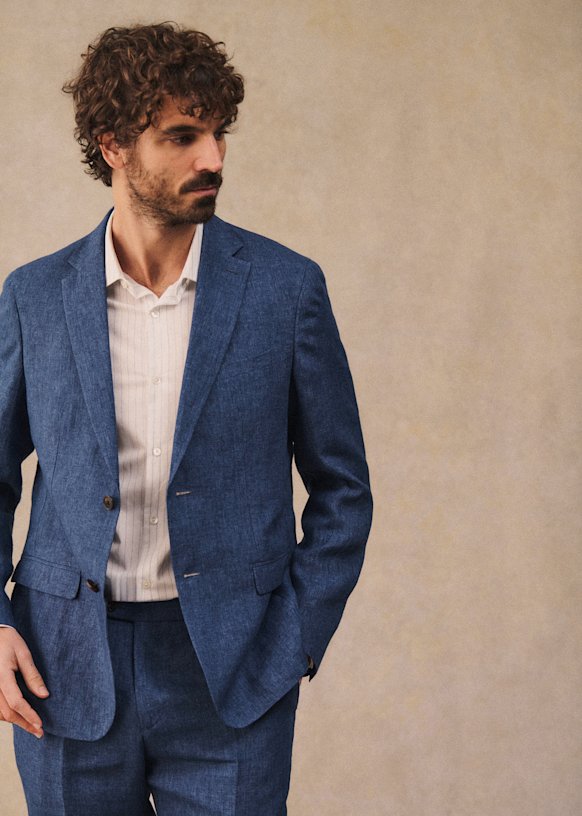 Deon Jacket - Dark Blue - Linen - Sézane