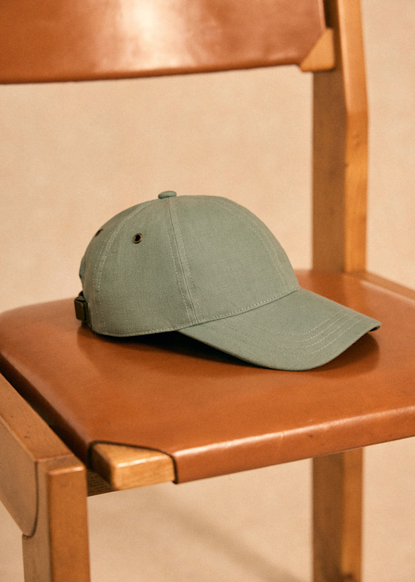Chase Linen cap - Clay Green - Linen - Sézane