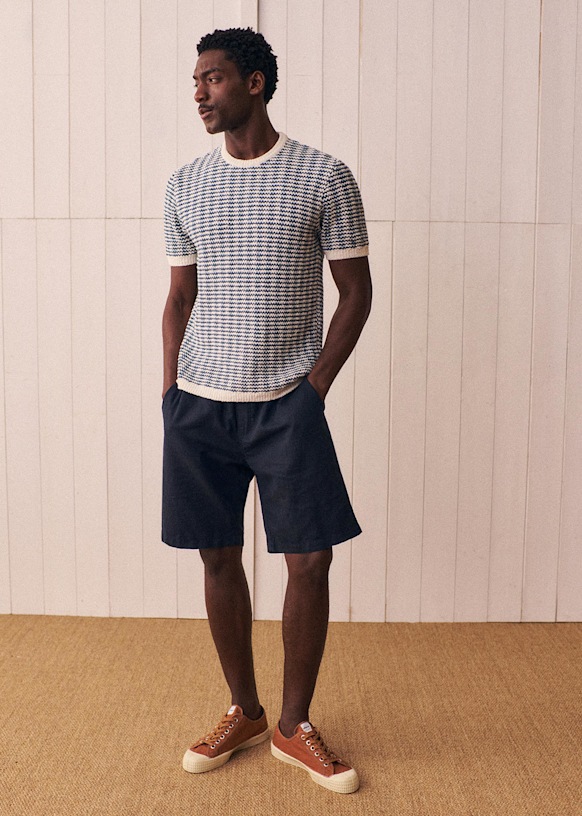 Neweye ニューアイ 22SS Garden S/S Shorts リネンコットン ガーデンショーツ NE22S006 Free NAVY イージー カーゴ ショートパンツ UI PRODUCT ボトムス【中古】【Neweye】 Reed Shorts - Blue - Linen - Sézane