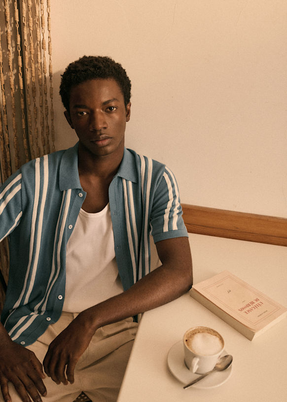 Braden Shirt - Steel Blue Ecru Stripes - Organic cotton - organic