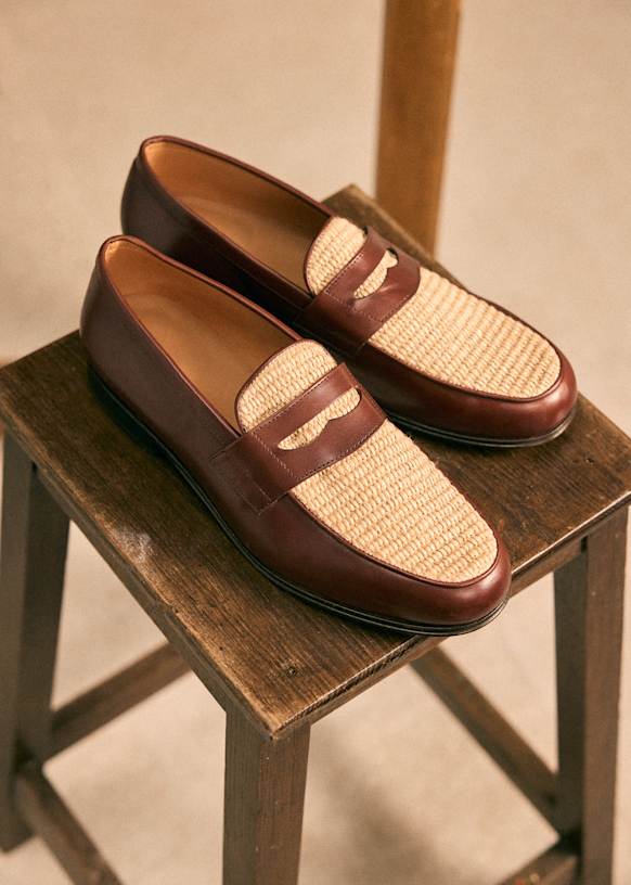 Elvis Loafers - Chocolate / Raphia - Leather - Sézane