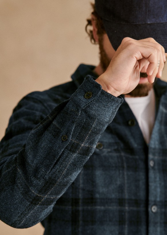 Ethan Checkered Shirt - Blue / Rust - Wool - Sézane