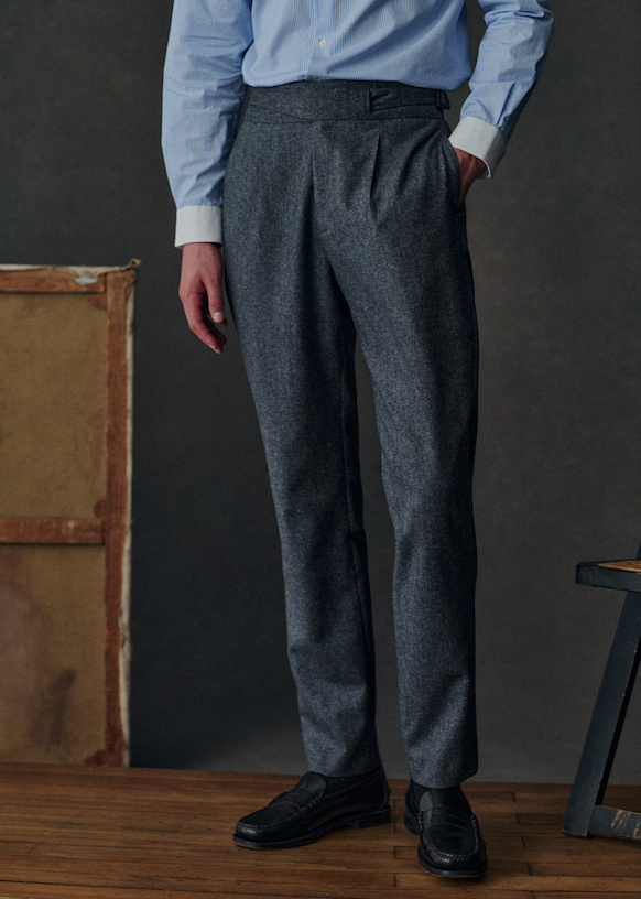 Terence Straight Pants - Blue Tweed - Wool - Sézane