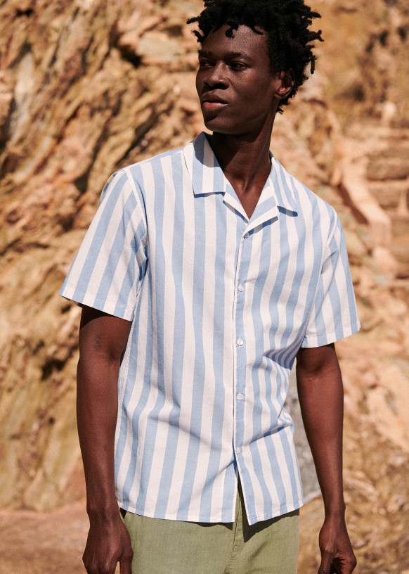 Holt Shirt - Light blue stripes White - Cotton - Octobre Éditions