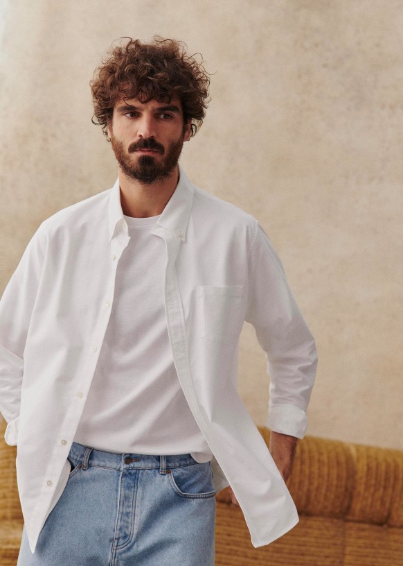 Cotton Linen Benny Shirt - White - Cotton - Octobre Éditions