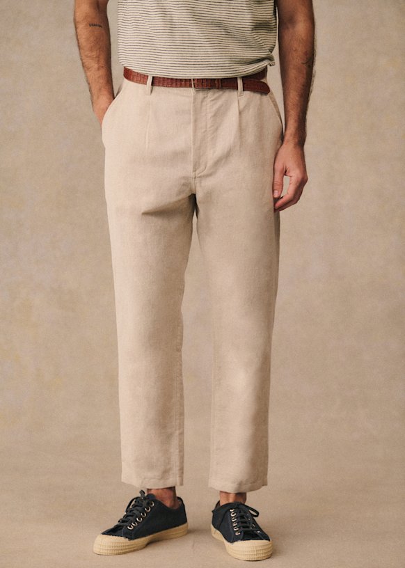 Bergame Straight Pants - Natural Beige