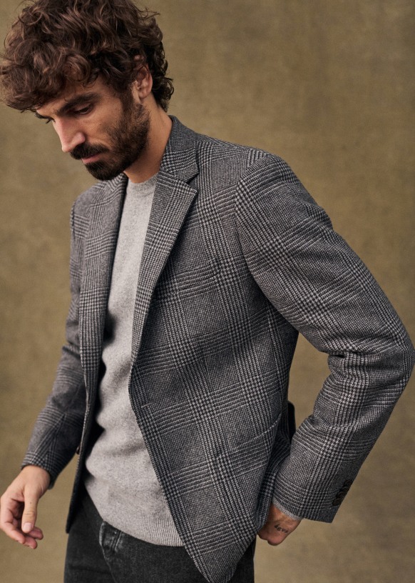 Riddle Jacket - Prince of Wales Beige - Wool - Sézane