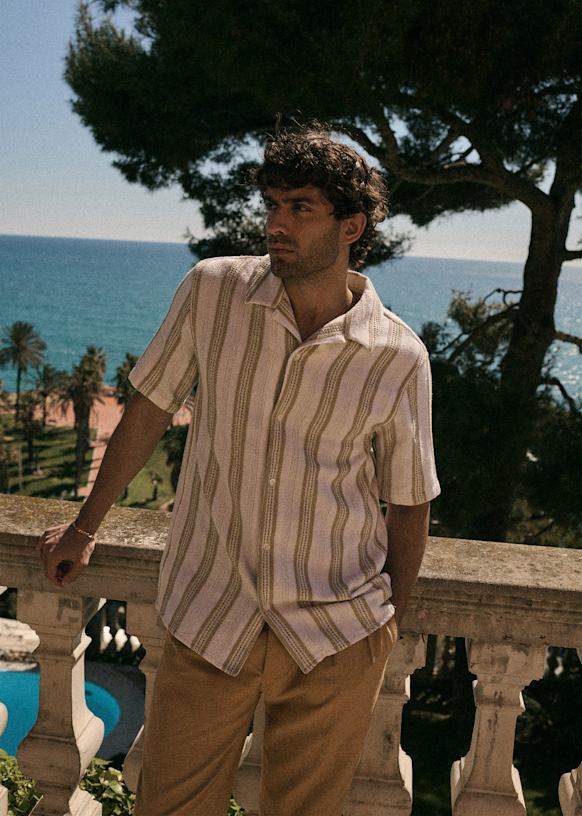 Chemise Holt Texturée Écru Rayures Beiges