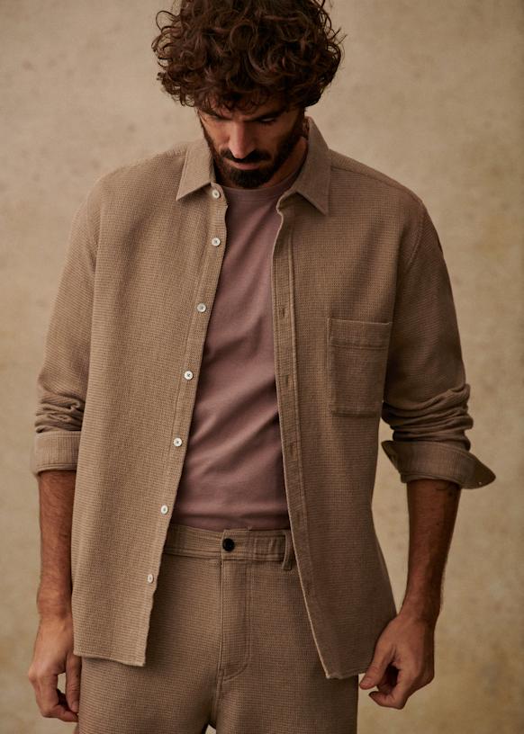 Lars Waffle Shirt - Beige - Cotton - Octobre Éditions