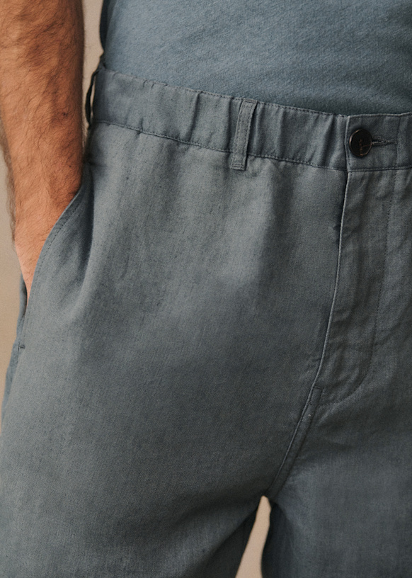 Shane Lin Pantalon Shane Lin - Bleu Acier - Lin - Octobre Éditions
