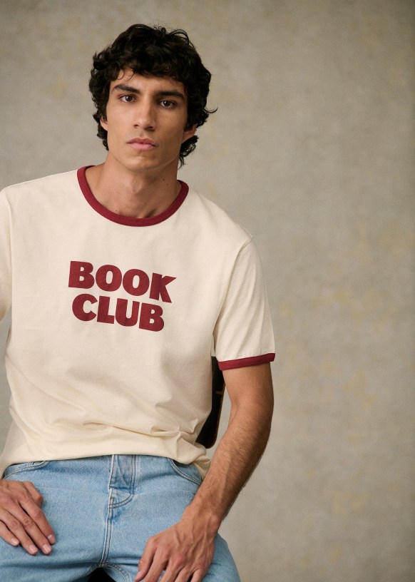 Book Club T-Shirt - Twine / Burgundy - Organic cotton - organic
