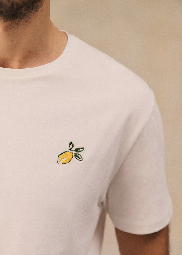 【本物新品保証】 T-shirt Lemon - Sézane - Blanc/Jaune トップス