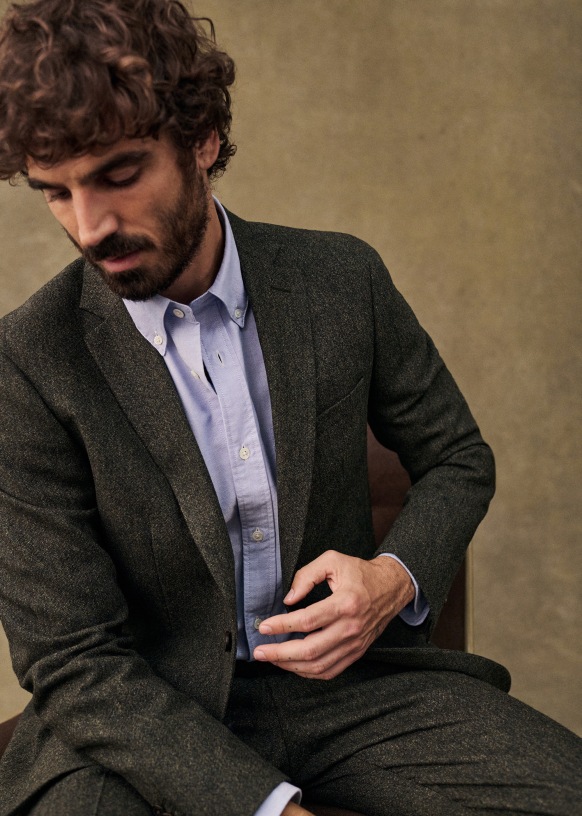 Veste tweed chevron homme outlet
