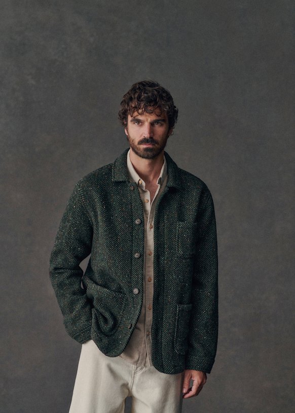 Nelson Jacket - Chevron Camel / Brown - Wool - Sézane