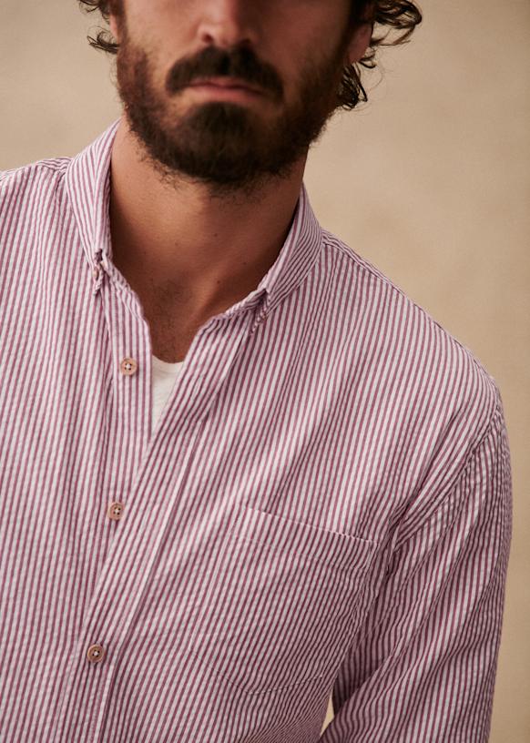 Tela Seersucker Algodón, Rayas Verdes | Mondial Tissus