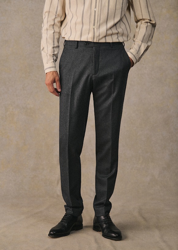 Warren Trousers - Grey Full-Length Twill - Wool - Sézane
