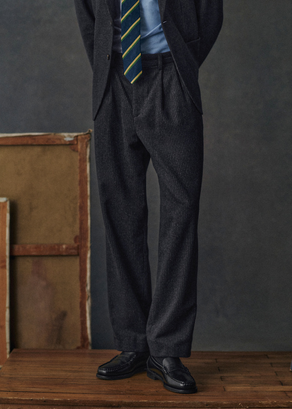 Dusk Elasticated Pants - Anthracite Grey Stripes - Recycled wool