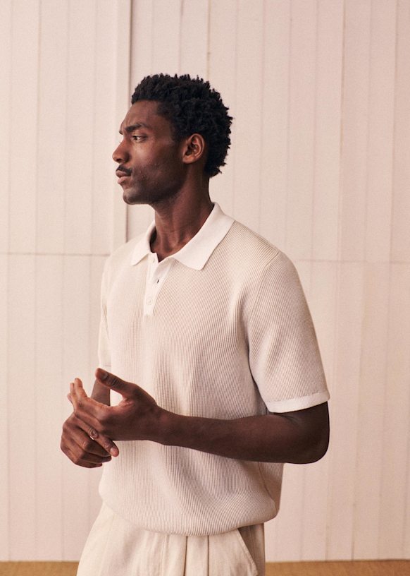 トップス SOPHNET. WASHABLE SUMMER WOOL POLO SHIRT SOPHNET.（ソフネット） ポロシャツ WASHABLE SUMMER WOOL POLO SHIRT