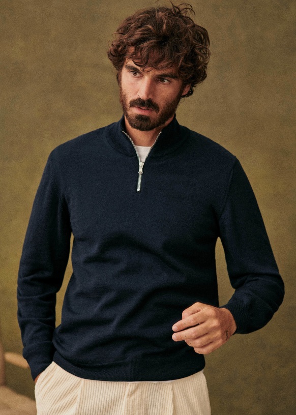 Matthis Sweater - Navy Blue - Merino Wool - Octobre Éditions