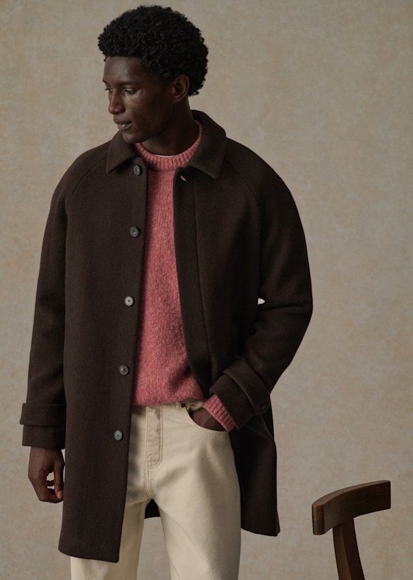 Weldon Coat - Khaki / Brown houndstooth - Wool - Octobre Éditions Weldon Coat - Khaki / Brown houndstooth - Wool - Octobre Éditions