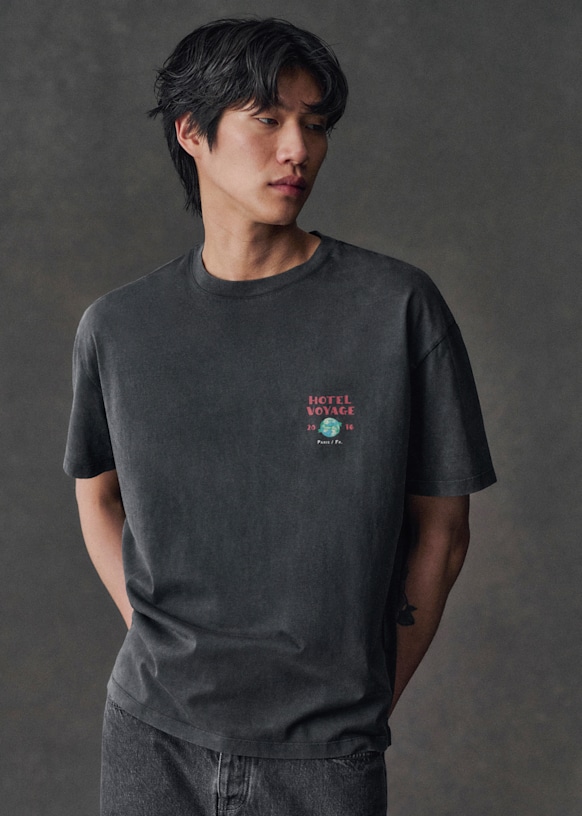 Hôtel Voyage T-Shirt - Washed Black - Organic cotton - organic