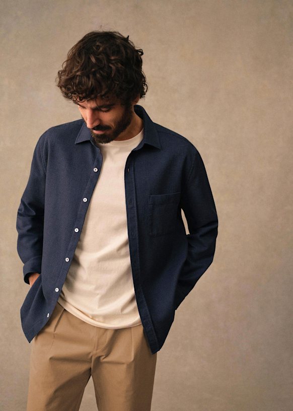Lars Waffle Shirt - Beige - Organic Cotton - Sézane