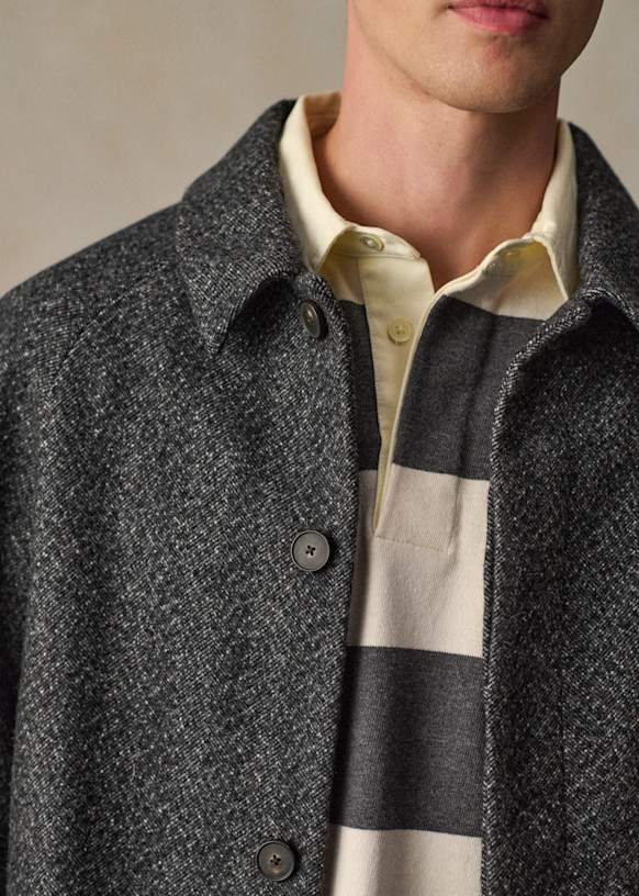 Weldon Coat - Charcoal Grey Speckled - Wool - Sézane