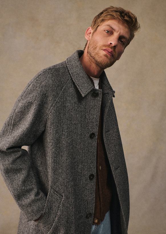 1910s ウールチェスターコート フレンチヴィンテージ ヘリンボーン