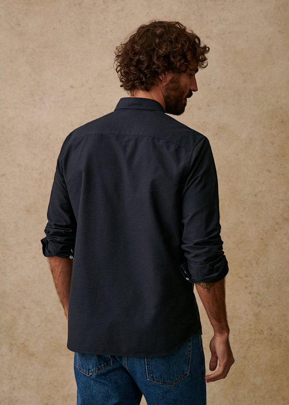 送料無料 日本 Shirt Charlie Oxford - Sézane - Cotton Organic - Stripes Blue トップス