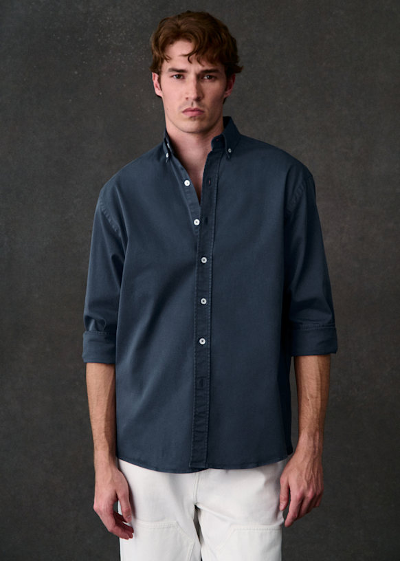 Charlie Oversize Shirt - Washed Blue - Cotton - Sézane