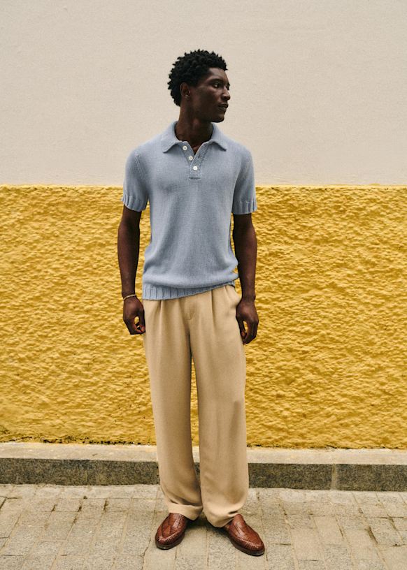 Camil Knit Polo - Blue - Organic cotton - organic textile