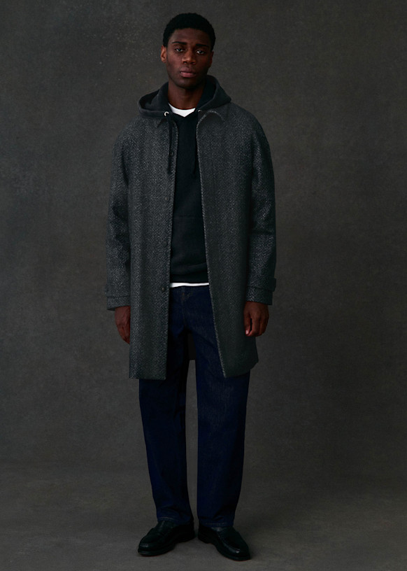 Weldon Coat - Khaki / Brown houndstooth - Wool - Sézane