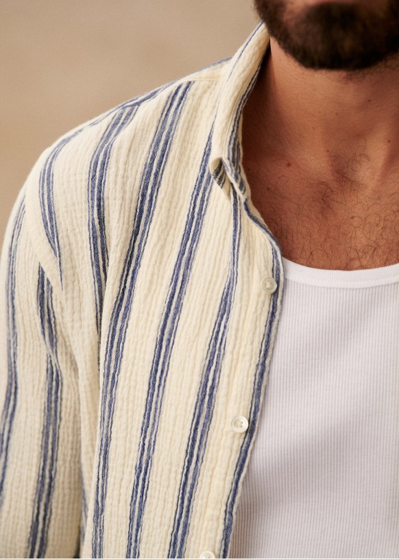 Sandy Blue Swiss Cotton Shirt