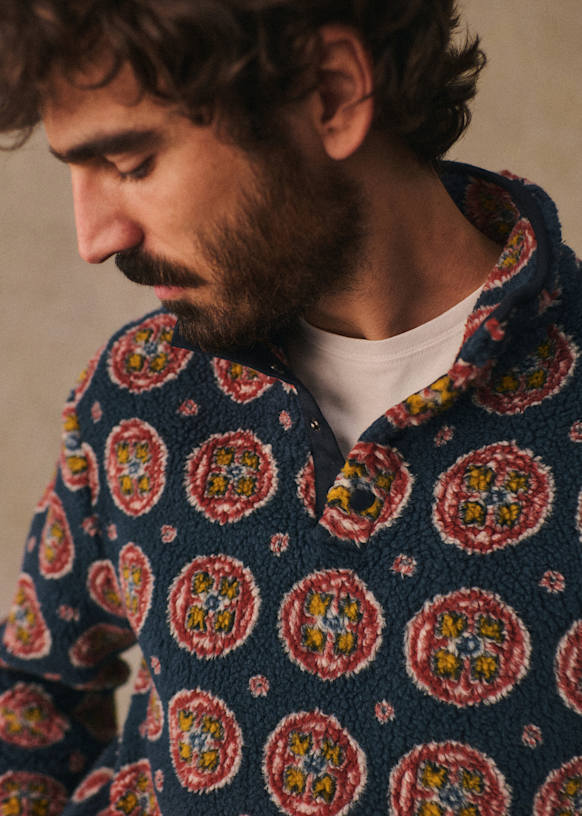 Tucker Motifs Sweat-Shirt - Blue Mosaics - Recycled polyester - Sézane