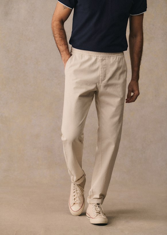 Danny Cotton Linen Trousers - Beige - Cotton - Sézane