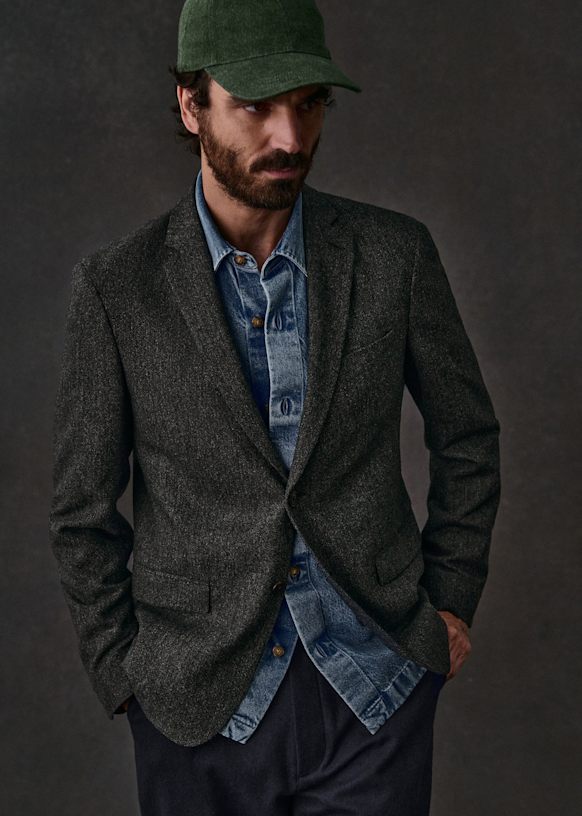 Lucas Tweed Jacket - Anthracite - Wool - Sézane