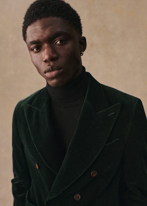 Hampton スーツジャケット - ダークグリーンベルベット - コットン Hampton スーツジャケット - ダークグリーンベルベット - コットン