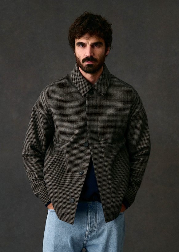 Lilio Jacket - Brown houndstooth - Wool - Sézane