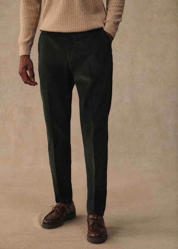 Pantalon Warren Velours - Vert Foncé - Coton Biologique - Octobre Éditions