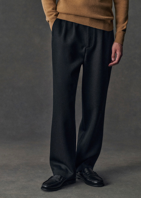 パンツ 00s archive wide wool slacks y2k sullen Dusk Elasticated Pants - Black - Recycled wool - Sézane